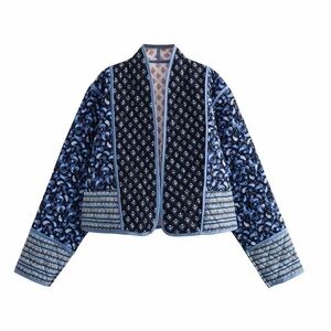 Reversible Black/Pink Boho Floral Print Quilted  Crop Patchwork Jacket